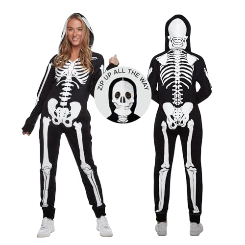 Morph Skelett Halloween Kostüm Damen, Skelett Jumpsuit Damen, Body Skelett Damen, Halloween Kostüm Skelett Damen, Halloween Skelett Kostüm Damen, Skelett Anzug Damen L von Morph