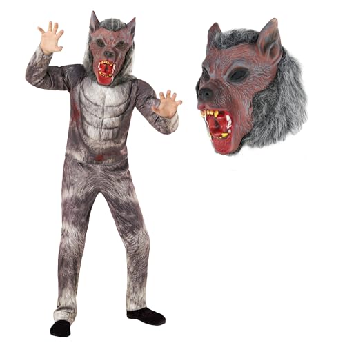 Marke Kostüm Werwolf für Kinder, Perfekt für Halloween, Wolf Design, Jungen Verkleidung, Gruseliges Outfit, S von Morph