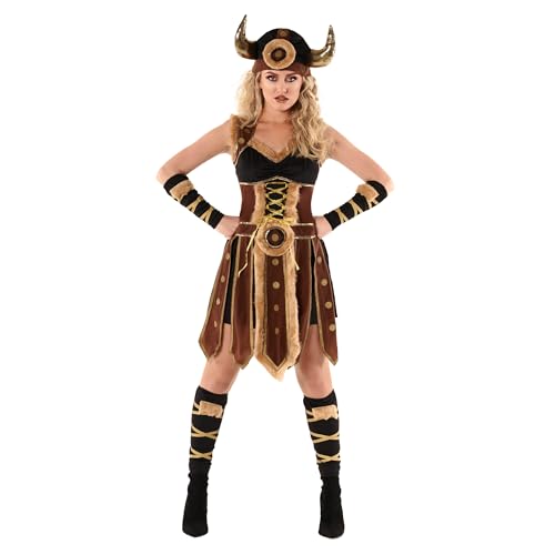Morph Wikinger Wollkostüm für Damen, Schildmaid Outfit, Historisches Fantasy Kleid, L von Morph