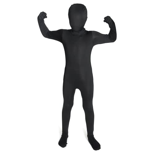 Morphsuits Schwarzer Ganzkörperanzug für Kinder, Lustiges Faschingskostüm Jungen Mädchen - L (120cm-137cm) von Morphsuits