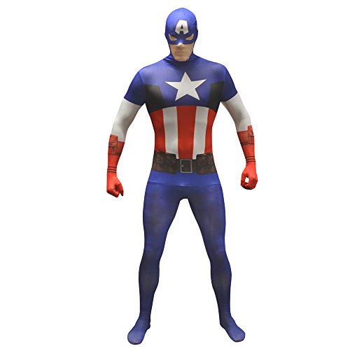 Morphsuits Captain America Kostüm Herren, Avengers Kostüm Herren, Kostüm Captain Marvel, Kostüm Superheld Herren, Superhero Costume - M von Morphsuits
