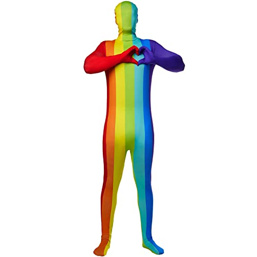Morphsuits Regenbogen Erwachsenenkostüm, Regenbogen Halloween Kostüm Erwachsene, Zentai Regenbogen Anzug, Pride Outfit Morph Anzüge Erwachsene, Mehrfarbig, L von Morphsuits