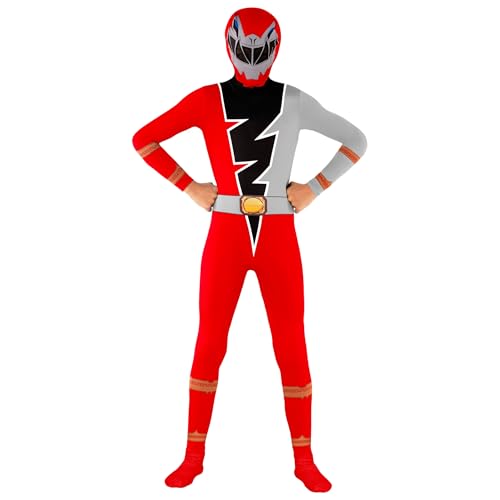 Morphsuits Power Rangers Kostüm Kinder, Power Ranger Kostüm Kinder, Ninja Kostüm Kinder Rot, Dino Fury Kostüm Rot - M von Morphsuits