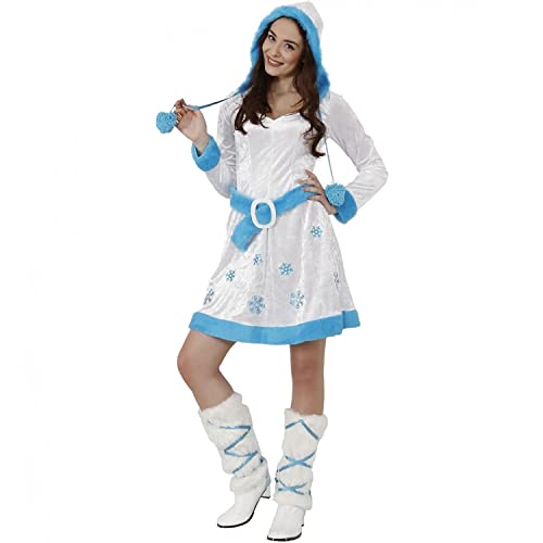 Eisprinzessin Kostüm Schneeflocke für Damen Gr. XXL Kleid weiß blau mit Stulpen Winter Fasching Karneval Mottoparty von Mortino