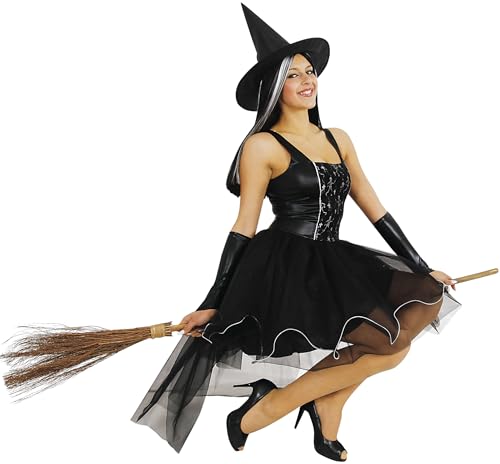 Hexe Zauberin Magierin Damen Kleid Halloween Karneval Fasching Kostüm M von Mortino