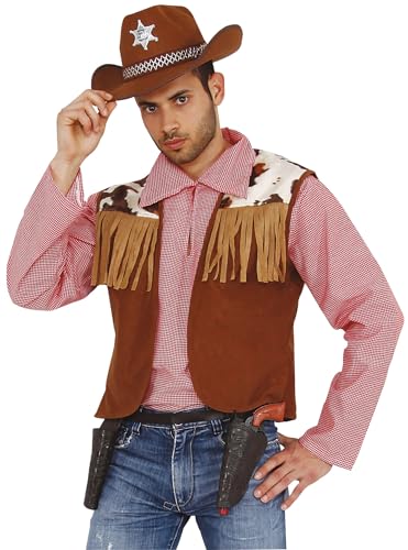 Mortino Cowboy Wilder Westen Kostüm Set 2-tlg. Herren Weste mit Hemd Karneval Fasching 3XL von Mortino