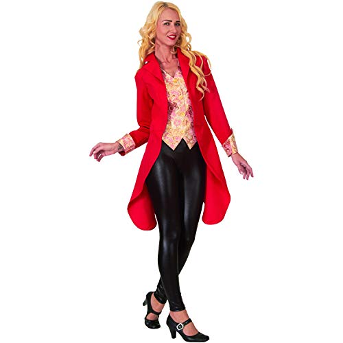 Mortino Damen Kostüm roter Showfrack mit Weste Damenfrack Zirkus Fasching (L) von Mortino