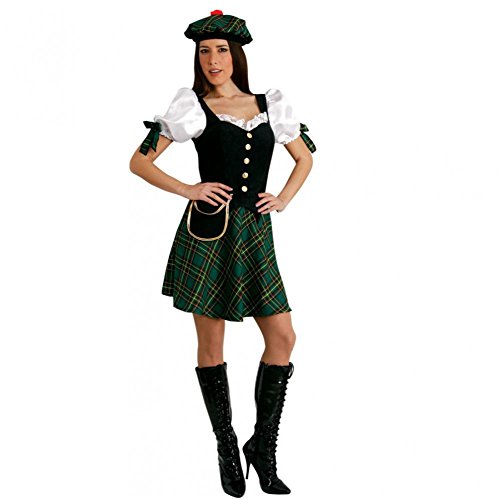 Mortino Kostüm Schottin Gr. S- XL Kleid grün kariert Fasching Verkleidung Schottland (S) von Mortino