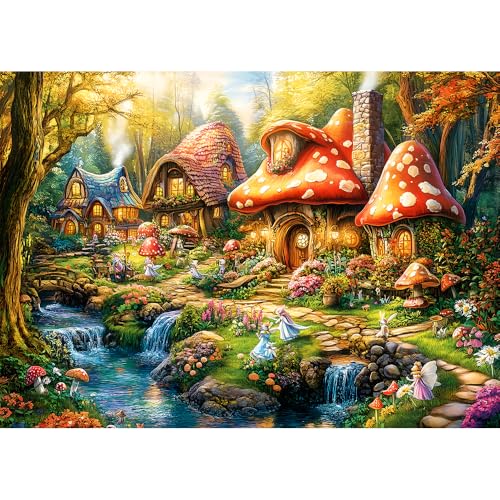 Moruska Fairy Puzzle für Erwachsene 1000 Teile Pilzdorf der Elfe Fantasy Puzzle von Moruska