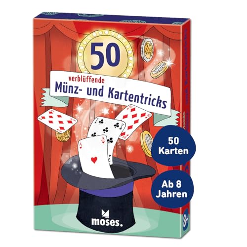 moses. Verlag GmbH 30244 50 verblüffende Münz und Kartentricks | Kinderbeschäftigung | Kartenset, bunt von moses