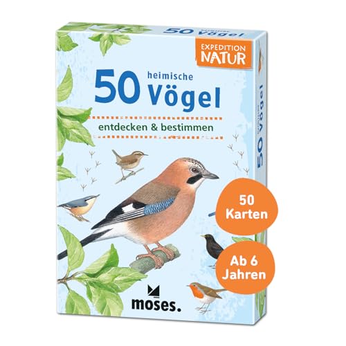 Moses 9715 Expedition Natur - 50 heimische Vögel | Bestimmungskarten im Set | Mit spannenden Quizfragen von moses