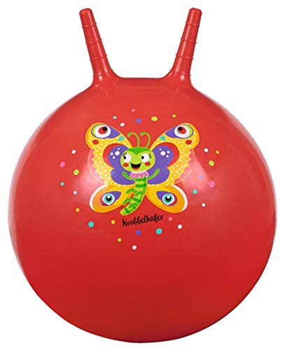 moses 16129 Krabbelkäfer Hüpfball, Bouncing Ball für Kinder ab 4 Jahren, Indoor-und Outdoor-Spielzeug zum Sitzen und Hüpfen, Rot mit Schmetterling von moses