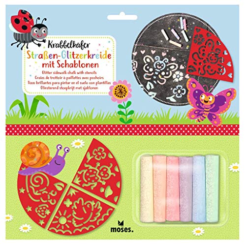 moses. Krabbelkäfer Straßen-Glitzerkreide mit Schablonen l Kinder Kreide Set in 6 l Inklusive 4 Schablonen mit süßen Motiven, 1 Stück (1er Pack) moses. Krabbelkäfer Straßen-Glitzerkreide mit Schablonen l Kinder Kreide Set in 6 l Inklusive 4 Schablonen mit süßen Motiven, 1 Stück (1er Pack) von moses