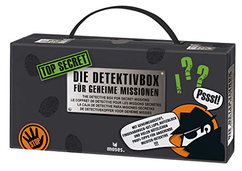 Top Secret - Detektivbox | 12 in 1 Detektivkoffer | Ausrüstung für Geheimagenten, Schwarz Top Secret - Detektivbox | 12 in 1 Detektivkoffer | Ausrüstung für Geheimagenten, Schwarz von moses