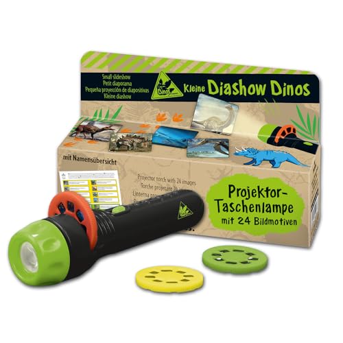 Moses 40236 Kleine Diashow Dinos – Projektor-Taschenlampe für Kinder, mit 24 Dinosaurier-Bildern und Namensübersicht, Small von moses