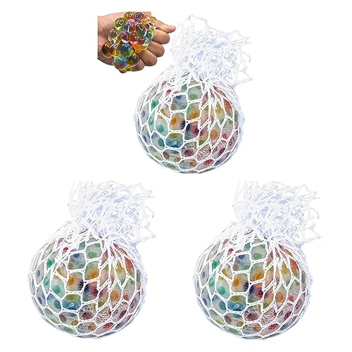 [3-teilig] Psychedelischer Regenbogen-Stressabbauball | Squishy Stress Balls mit Gel-Wasserperlen | Quetschball zur Angstlinderung | Autismus-Sensory-Fidget-Spielzeug für Kinder und Erwachsene von Moslalo