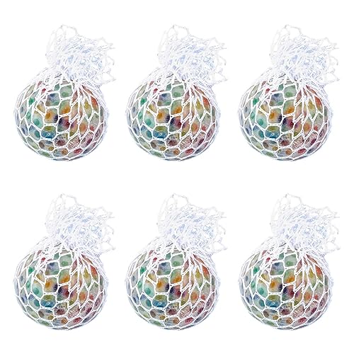 [6-teilig] Psychedelischer Regenbogen-Stressabbauball | Squishy Stress Balls mit Gel-Wasserperlen | Quetschball zur Angstlinderung | Autismus-Sensory-Fidget-Spielzeug für Kinder und Erwachsene von Moslalo