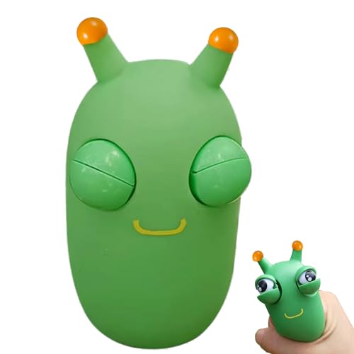 Moslalo 1er-Pack Lustiges Graswurm-Pinch-Spielzeug | Grüne Kontaktlinsen Pop Out it Eyes Squeeze Toys | Sensory Slug Fidgets Spiele gegen Angst | Squishy Stressabbau-Tierbälle für Kinder von Moslalo