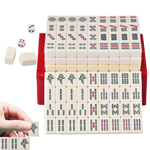 Moslalo Chinesisches Mahjong-Set | 144 Stück Mini-Mahjong-Fliesen,Mahjong-Spiel in chinesischer Version für Reisen, Freunde, Familie, Freizeitspiel, Partyzubehör von Moslalo