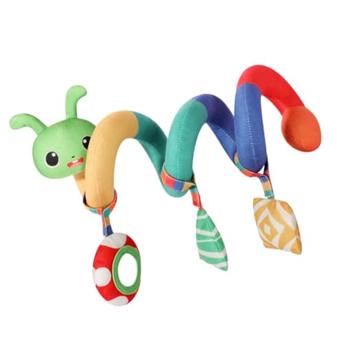 Moslalo Kinderwagen-Spielzeug, Spiral-Autositz-Spielzeug,Cartoon-Spiralspielzeug mit Rasselglocke | Kinderwagen-Bogen-Krippenzubehör, weiches Babyspielzeug für Babys, Jungen und Mädchen von Moslalo