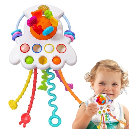 Moslalo Sinnesspielzeug für Kleinkinder,Zugschnurspielzeug zur Fähigkeitsentwicklung - Tragbares, wiederverwendbares Lernspielzeug für motorische Fähigkeiten, Zahnungshilfe für Jungen und Mädchen, von Moslalo