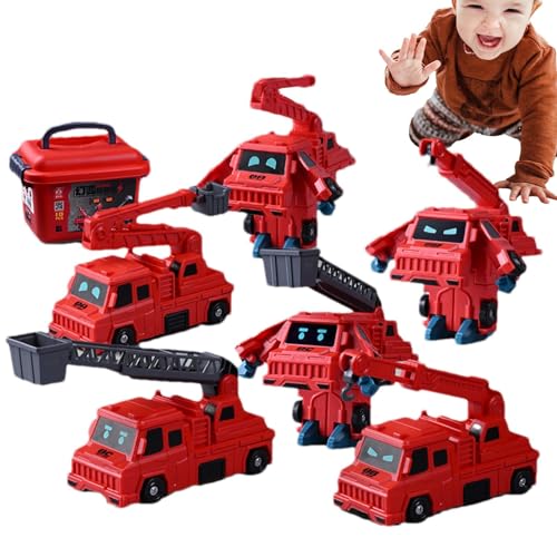 Moslalo Verwandelndes Roboterautospielzeug, magnetisches Fahrzeugspielzeug - Magnetisches Feuerwehrauto-Pädagogisches Stielspielzeug | Pädagogisches Stem-Puzzle-Deformationsspielset, verwandelnde von Moslalo