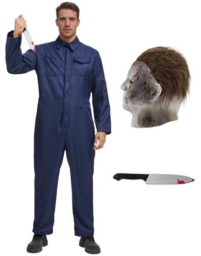 Michael-Kostüm für Erwachsene, Halloween-Kostüm mit Messer, Maske für Erwachsene, gruselige Halloween-Kostüme, Overall, Horror-Killer, Cosplay, MS033-XXLA Michael-Kostüm für Erwachsene, Halloween-Kostüm mit Messer, Maske für Erwachsene, gruselige Halloween-Kostüme, Overall, Horror-Killer, Cosplay, MS033-XXLA von Mosong