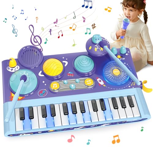 Mostop Baby Musical Toys 5 in 1 Piano Keyboard Xylophone Drum Set mit Mikrofon & Licht, Musikinstrument Lernspielzeug für Kleinkinder, Kinder Drum Set Musikspielzeug für Mädchen Jungen Spielzeug Mostop Baby Musical Toys 5 in 1 Piano Keyboard Xylophone Drum Set mit Mikrofon & Licht, Musikinstrument Lernspielzeug für Kleinkinder, Kinder Drum Set Musikspielzeug für Mädchen Jungen Spielzeug von Mostop