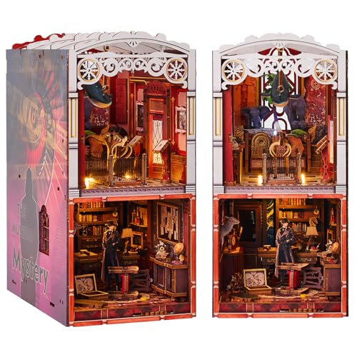Mostop Book Nook Kit, DIY Dollhouse Booknook, 3D Holzpuzzle Buchstütze Miniatur-Kit mit Sensor Licht kreatives Handwerk/Heimdekoration für Kinder/Erwachsene von Mostop