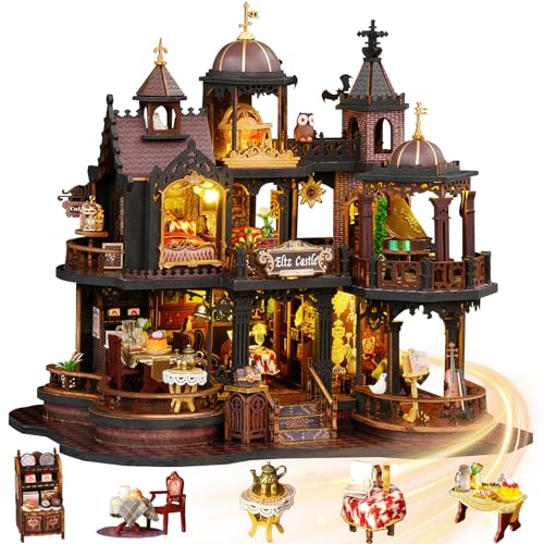 Mostop DIY Miniatur-Puppenhaus-Bausatz, Holz-Puppenhaus-Bausatz, Miniaturhaus-Bausatz mit LED-Beleuchtung, kreative Raumidee für Kinder/Erwachsene, Magic House DIY-Bausätze von Mostop