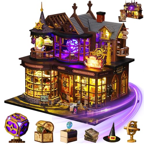 Mostop DIY Miniature House,Miniatur Haus, Holz puppenhaus-Bausatz MiniaturhausBausatz mit LED-Licht,Kreative Raum-Idee für Erwachsene Magisches Haus DIY-Bausätze(Magic Treasure) von Mostop