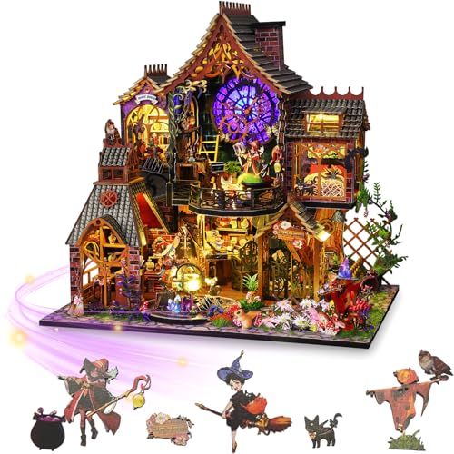 Mostop DIY Miniature House,Miniatur Haus, Holz puppenhaus-Bausatz MiniaturhausBausatz mit LED-Licht,Kreative Raum-Idee für Erwachsene Magisches Haus DIY-Bausätze (Magic Spirit) von Mostop