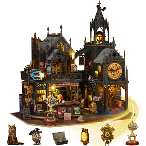 Mostop DIY Miniature House,Miniatur Haus, Holz puppenhaus-Bausatz MiniaturhausBausatz mit LED-Licht,Kreative Raum-Idee für Erwachsene Magisches Haus DIY-Bausätze (Holo Magic City 2) von Mostop