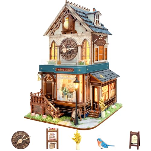 Mostop DIY Miniature Dollhouse Kit-Book Nook Kit, Holzpuppenhaus Bausatz Miniatur Haus Bausatz mit LED Licht, Miniatur Haus Bausatz für Kinder/Erwachsene Tiny House DIY Bausatz von Mostop