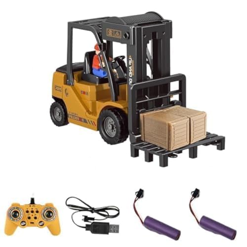 Mostop Ferngesteuerter Gabelstapler Spielzeug, 1/24 Rc Gabelstapler Spielzeug, mit Boxen/Ton- und Lichtspray, Zwei wiederaufladbare Batterien & Ladegerät, Technik Auto Junge Geschenk von Mostop