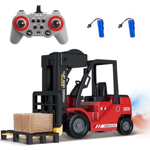 Mostop Ferngesteuerter Gabelstapler Spielzeug, 1/24 Rc Gabelstapler Spielzeug, mit Boxen/Ton- und Lichtspray, Zwei wiederaufladbare Batterien & Ladegerät, Technik Auto Junge Geschenk von Mostop