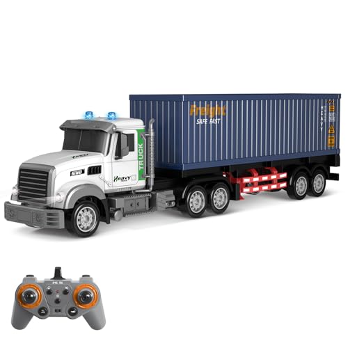Mostop Ferngesteuerter LKW Transporter, Ferngesteuerter Spielzeug LKW Transport Vehicle mit 8 Kleinwagen & 2 Batterien für Geeignet für Kinder von 5, 6, 7, 8, 9 Jahren und älter (White) von Mostop