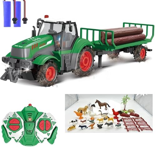 Mostop Ferngesteuerter Traktor,1/24 Ferngesteuerter Traktor Set mit Truck, Anhänger,Holz und Ranch Tier Set 33 Stück,RC Bauernhof Spielzeug mit 2 Batterien,Licht,Bauernhof Spielzeug für Jungen Mädchen Mostop Ferngesteuerter Traktor,1/24 Ferngesteuerter Traktor Set mit Truck, Anhänger,Holz und Ranch Tier Set 33 Stück,RC Bauernhof Spielzeug mit 2 Batterien,Licht,Bauernhof Spielzeug für Jungen Mädchen von Mostop