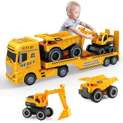 Mostop Großer Pritschenwagen Spielzeug für Kinder, 25,6“ Semi Truck Spielzeug mit Bagger und Dump Truck, Geschenke für Alter 3 4 5 6 Jahre alt Jungen Mädchen Mostop Großer Pritschenwagen Spielzeug für Kinder, 25,6“ Semi Truck Spielzeug mit Bagger und Dump Truck, Geschenke für Alter 3 4 5 6 Jahre alt Jungen Mädchen von Mostop