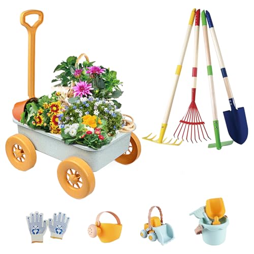 Mostop Kids Gardening Tools Set,Outdoor Hinterhof Bauernhof Graben Spielzeug mit Schubkarre,Metall Schaufel, Harke,Laubrechen,draußen Garten Wagen Spielzeug Geburtstagsgeschenke für Jungen Mädchen 4-8 Mostop Kids Gardening Tools Set,Outdoor Hinterhof Bauernhof Graben Spielzeug mit Schubkarre,Metall Schaufel, Harke,Laubrechen,draußen Garten Wagen Spielzeug Geburtstagsgeschenke für Jungen Mädchen 4-8 von Mostop