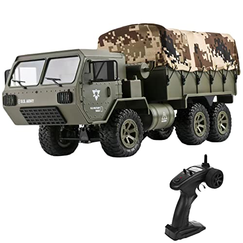 Mostop RC LKW Militär,6WD Off Ferngesteuertes Auto Road Fahrzeug. Fernsteuerungs-Armee-Autos mit Licht& 2 Fahrakkus für 2.4Ghz Remote Control Kinder RC Auto für Kinder von Mostop