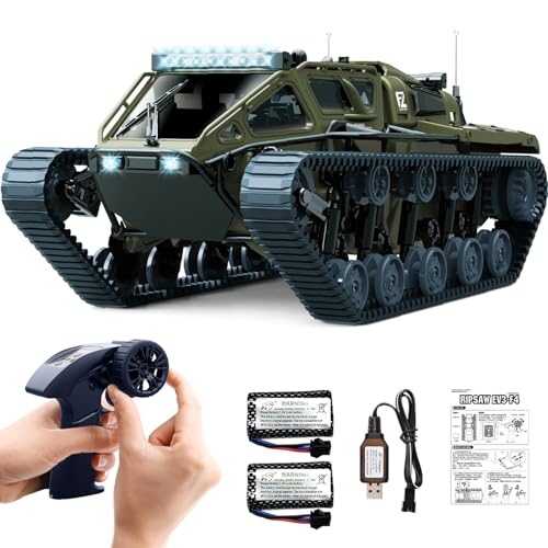 Mostop Remote Control Tank 1/16 Scale High Speed RC Tank Offroad Crawler für Kinder, 2.4Ghz Remote Control Crawler Drift Army Truck mit 2 Batterien, 360°Rotating Drifting Truck Toy Gifts von Mostop