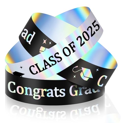 MotiMind 500 Stück Klasse 2025 Armbänder, Congrats Grade Kunststoff-Armband, wasserdicht, Abschluss-Armbänder, Geschenk für Lehrer, Studenten, Abschluss (schwarz, weiß) von MotiMind