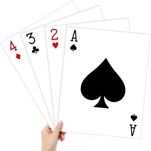 MotiMind Jumbo-Spielkarten, 40 x 32 cm, großer Druck, riesige, dicke Pokerkarte für Casino-Themenpartys, Dekorationen, Geburtstag, Spielabend, Party-Dekoration (A-4) von MotiMind