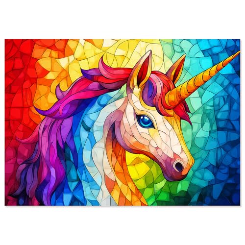 1000-teiliges Buntglas-Einhorn-Puzzle für Erwachsene – schwieriges und herausforderndes Puzzle, buntes Mosaik-Design, perfekt für Familienspielabende 1000-teiliges Buntglas-Einhorn-Puzzle für Erwachsene – schwieriges und herausforderndes Puzzle, buntes Mosaik-Design, perfekt für Familienspielabende von Motiloo
