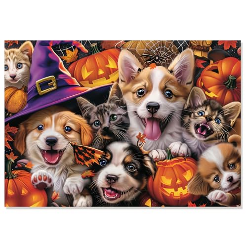 Motiloo 500 Stück Halloween Haustier Puzzle Set für Erwachsene Niedliche Hunde Katzen Versammelt für Karneval Nacht Gruppenfoto Perfekte Halloween Dekor Motiloo 500 Stück Halloween Haustier Puzzle Set für Erwachsene Niedliche Hunde Katzen Versammelt für Karneval Nacht Gruppenfoto Perfekte Halloween Dekor von Motiloo