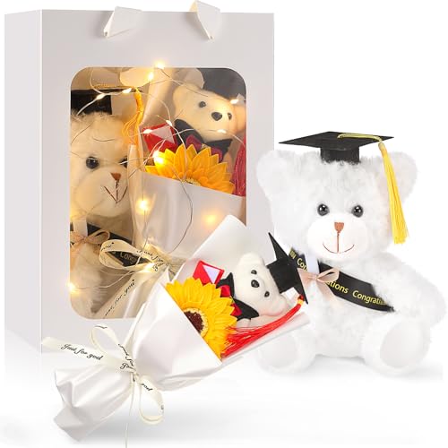 Geschenk-Set für Abschlussfeier, Klasse 2025, Stofftier-Bär mit Kleid, Kappe, Quaste, Klasse 2025, Seife, künstliche Blumenkasten, Geschenke für Sie und Ihn, Champagnerfarben Geschenk-Set für Abschlussfeier, Klasse 2025, Stofftier-Bär mit Kleid, Kappe, Quaste, Klasse 2025, Seife, künstliche Blumenkasten, Geschenke für Sie und Ihn, Champagnerfarben von Motionchic