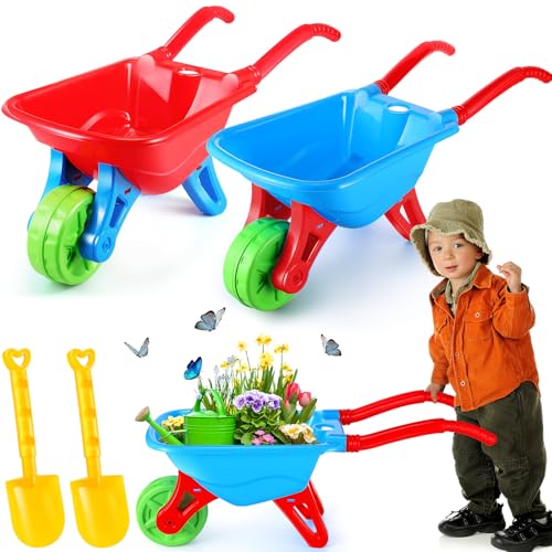 Motionchic 2er-Set Kinder-Schubkarren-Set, Kinder-Gartengerät mit langer Schaufel, Rollenspiel, Indoor-Outdoor-Aktivitäten, Geschenke für Jungen und Mädchen, leichte Kunststoff-Schubkarre (rotblau) Motionchic 2er-Set Kinder-Schubkarren-Set, Kinder-Gartengerät mit langer Schaufel, Rollenspiel, Indoor-Outdoor-Aktivitäten, Geschenke für Jungen und Mädchen, leichte Kunststoff-Schubkarre (rotblau) von Motionchic