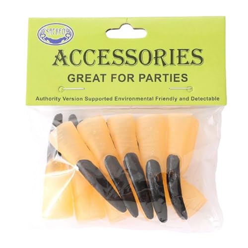 MotiveTech 10 Stücke Hexen Fingernägel Lange Schwarze Falsche Nägel für Halloween DIY Deko Und Cosplay Accessoires Ideal für Partys Und Festivals, 1.5 cm X 6 cm von MotiveTech