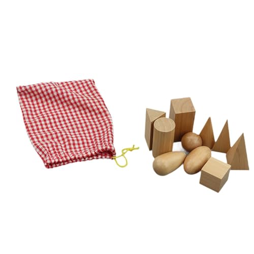 MotiveTech 10x Geometrische Körper Aus Holz, Pädagogisch Wertvoll, mit Aufbewahrungstasche, Lernspielzeug, Mathematik Manipulative für Vorschulkinder Im Alter Vo MotiveTech 10x Geometrische Körper Aus Holz, Pädagogisch Wertvoll, mit Aufbewahrungstasche, Lernspielzeug, Mathematik Manipulative für Vorschulkinder Im Alter Vo von MotiveTech